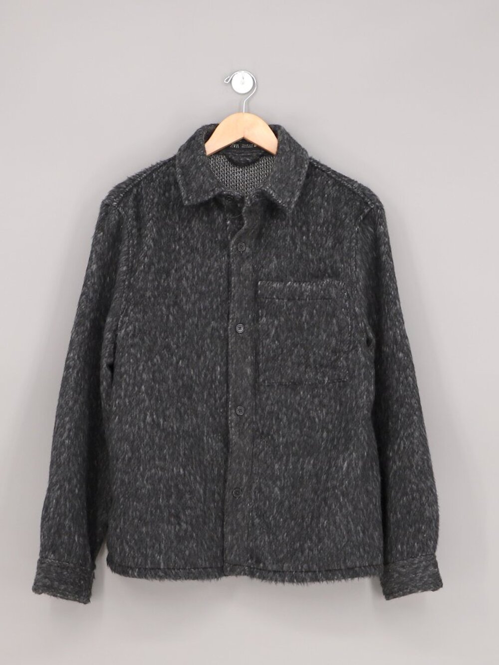 ZARA Men's Faux Fur Overshirt in Dark Gray Size M